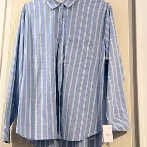 Auden Blue and White Striped Button Down Shirt
